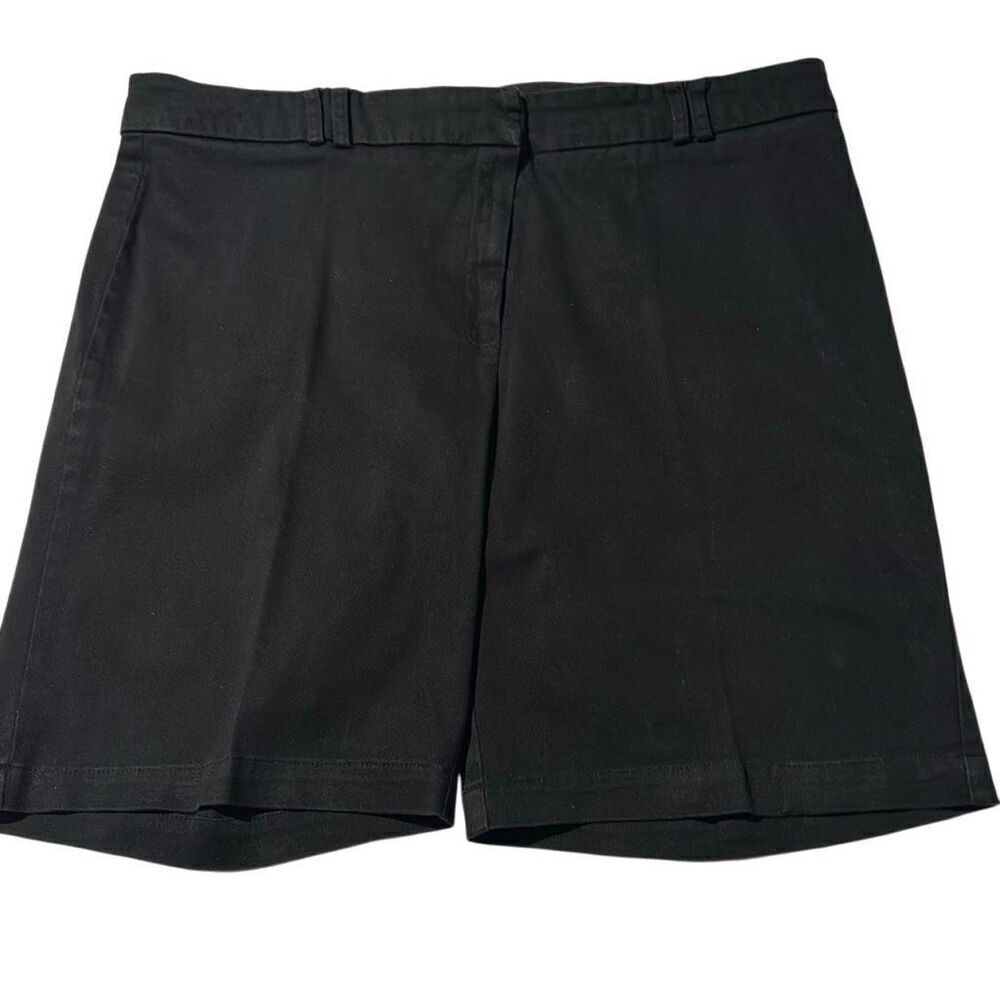Carole Little Black Cotton Blend Flat Front Chino Bermuda Shorts Ladies Size 16